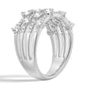 4 Row Round Cluster Moissanite Anniversary Fashion Ring