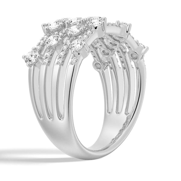 4 Row Round Cluster Moissanite Anniversary Fashion Ring