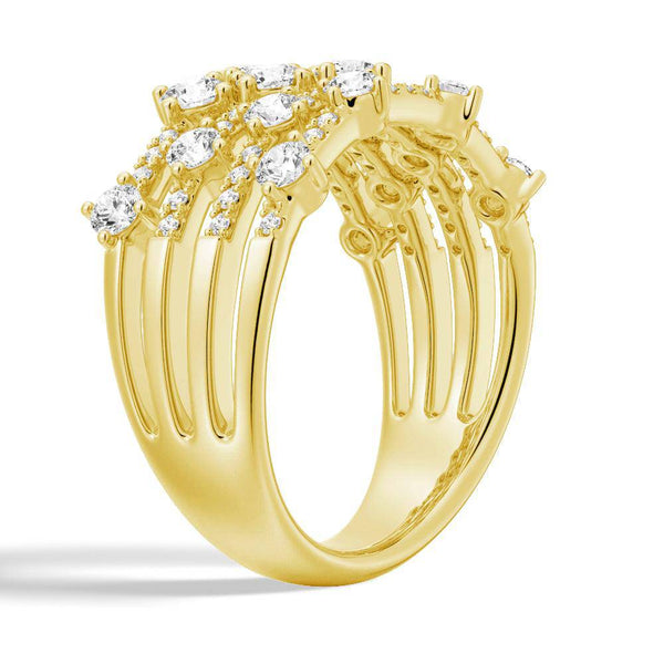 4 Row Round Cluster Moissanite Anniversary Fashion Ring