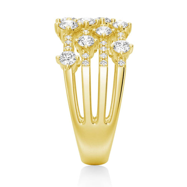 4 Row Round Cluster Moissanite Anniversary Fashion Ring