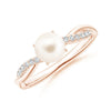8mm Freshwater Cultured Pearl Twisted Band Shank Ring with Moissanite Pavé