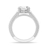 Round Pave Moissanite Cathedral Engagement Ring With Hidden Halo