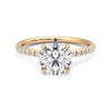 Four Prong Round Moissanite Engagement Ring with Hidden Anniversary Stone Accent