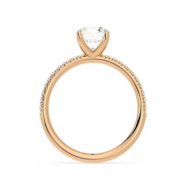 Four Prong Round Moissanite Engagement Ring with Hidden Anniversary Stone Accent