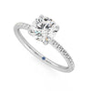 Four Prong Round Moissanite Engagement Ring with Hidden Anniversary Stone Accent