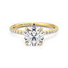 Four Prong Round Moissanite Engagement Ring with Hidden Anniversary Stone Accent