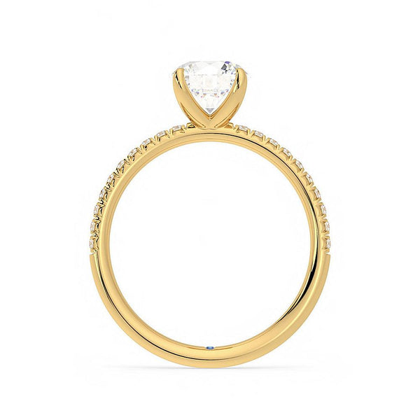 Four Prong Round Moissanite Engagement Ring with Hidden Anniversary Stone Accent