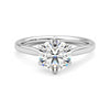 Classic Six Prong Moissanite Engagement Ring with Hidden Anniversary Stone Accent