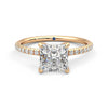 Four Prong Princess Cut Moissanite Engagement Ring with Hidden Anniversary Stone Accent