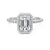 Classic Halo Emerald Cut Moissanite Engagement Ring with Hidden Anniversary Stone Accent