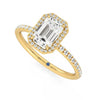 Classic Halo Emerald Cut Moissanite Engagement Ring with Hidden Anniversary Stone Accent