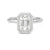 Halo Emerald Cut Moissanite Engagement Ring with Hidden Anniversary Stone Accent