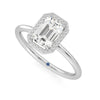 Halo Emerald Cut Moissanite Engagement Ring with Hidden Anniversary Stone Accent