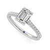 Emerald Cut Moissanite Engagement Ring with Hidden Anniversary Stone and Pavé Accents