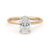Solitaire Oval Cut Moissanite Engagement Ring with Hidden Anniversary Stone