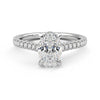 Oval Cut Moissanite Engagement Ring with Hidden Anniversary Stone and Pavé Accents