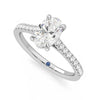 Oval Cut Moissanite Engagement Ring with Hidden Anniversary Stone and Pavé Accents