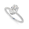 Oval Cut Moissanite Engagement Ring with Hidden Halo and Anniversary Stone Accent