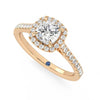 Cushion Cut Halo Moissanite Engagement Ring with Hidden Anniversary Stone Accent