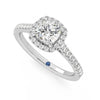 Cushion Cut Halo Moissanite Engagement Ring with Hidden Anniversary Stone Accent