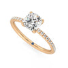 Four Prong Cushion Cut Moissanite Engagement Ring with Hidden Anniversary Stone Accent