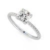 Four Prong Cushion Cut Moissanite Engagement Ring with Hidden Anniversary Stone Accent