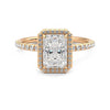 Classic Halo Radiant Cut Moissanite Engagement Ring with Hidden Anniversary Stone Accent