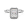 Classic Halo Radiant Cut Moissanite Engagement Ring with Hidden Anniversary Stone Accent