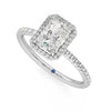 Classic Halo Radiant Cut Moissanite Engagement Ring with Hidden Anniversary Stone Accent