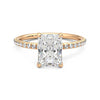 Four Prong Radiant Cut Moissanite Engagement Ring with Hidden Anniversary Stone Accent