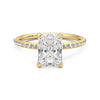 Four Prong Radiant Cut Moissanite Engagement Ring with Hidden Anniversary Stone Accent