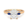 Three Stone Radiant Cut Moissanite Engagement Ring with Hidden Anniversary Stone Accent