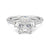 Three Stone Radiant Cut & Half Moon Moissanite Engagement Ring with Hidden Anniversary Stone Accent
