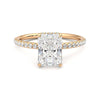 Radiant Cut Moissanite Engagement Ring with Hidden Halo and Anniversary Stone Accent