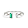 Lab Grown Emerald and Diamond Toi et Moi Open Promise Ring