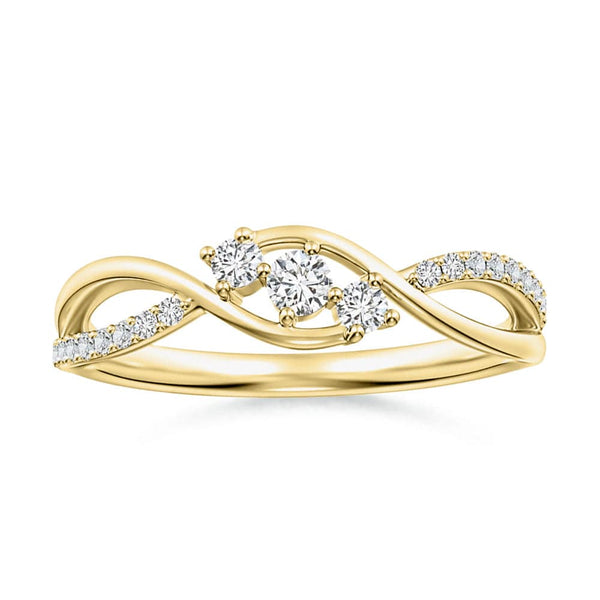 Infinity Twisted Band Three Stone Lab Grown Diamond Promise Ring