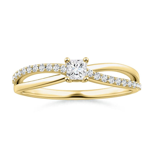 Princess Cut Lab Grown Diamond Split Shank Promise Ring