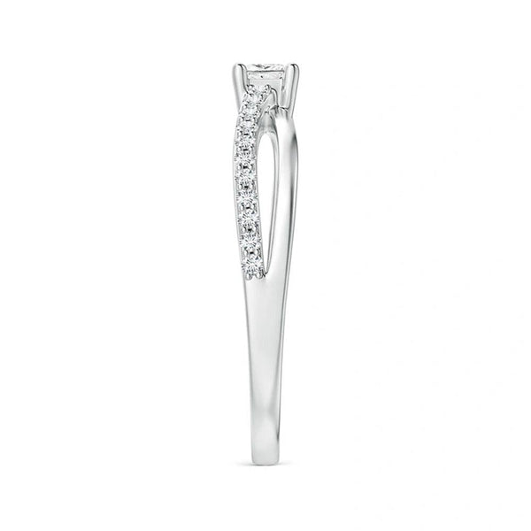 Princess Cut Lab Grown Diamond Split Shank Promise Ring