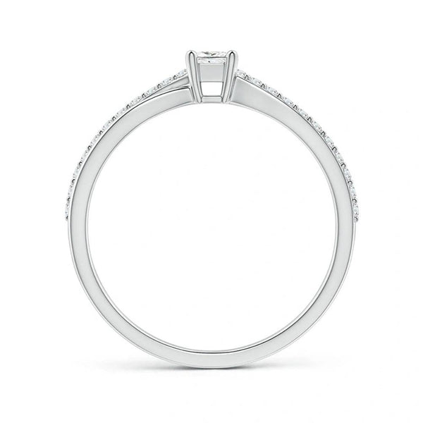 Princess Cut Lab Grown Diamond Split Shank Promise Ring