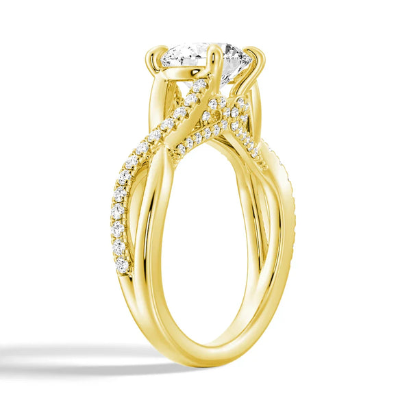 Round Moissanite Twisted Band Engagement Ring with Hidden Accents