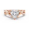 Heart Shaped Moissanite Twisted Band Engagement Ring with Hidden Accents