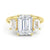 Hidden Halo Emerald Cut Three Stone Moissanite Engagement Ring