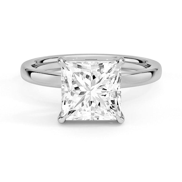 Classic Solitaire Princess Cut Moissanite Engagement Ring