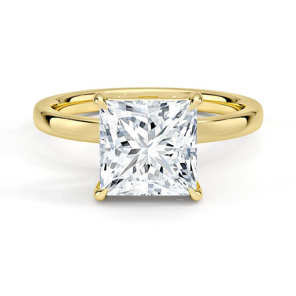 Classic Solitaire Princess Cut Moissanite Engagement Ring