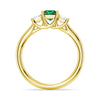 Lab Grown Emerald and Princess Cut Diamond Three Stone Ring