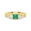 Lab Grown Emerald and Princess Cut Diamond Three Stone Ring