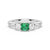 Lab Grown Emerald and Princess Cut Diamond Three Stone Ring