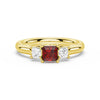 Lab Grown Ruby and Princess Cut Diamond Three Stone Ring