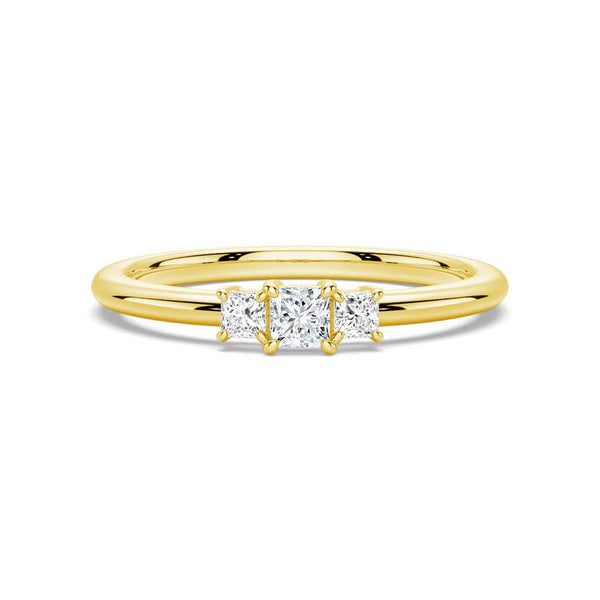Celestial Compass And Princess Lab Diamond Stacking Rings with Beaded Accent Band