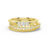 Celestial Compass And Princess Lab Diamond Stacking Rings with Beaded Accent Band